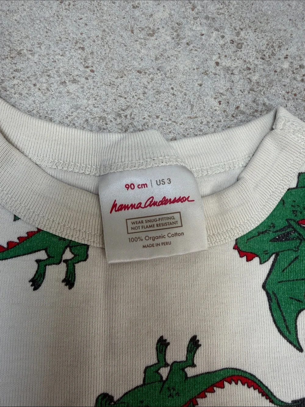 Hanna Andersson Long Johns, Dragon Print, Cream & Green ($5 with any bundle)
